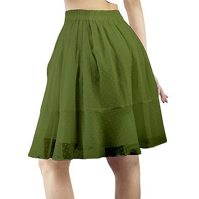 Women's Layered Ruffle Elastic Waist Above Knee Skirt