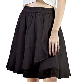 Women's Layered Ruffle Elastic Waist Above Knee Skirt