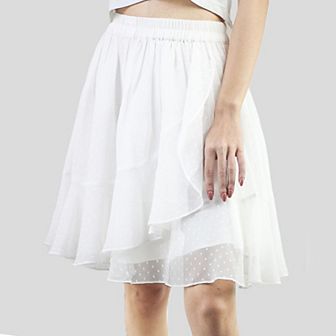 Women's Layered Ruffle Elastic Waist Above Knee Skirt