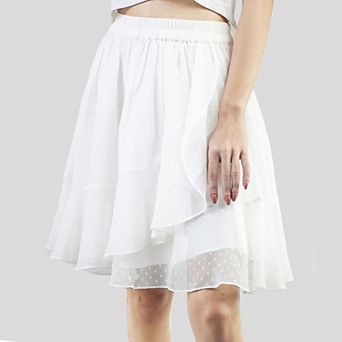 Women's Layered Ruffle Elastic Waist Above Knee Skirt