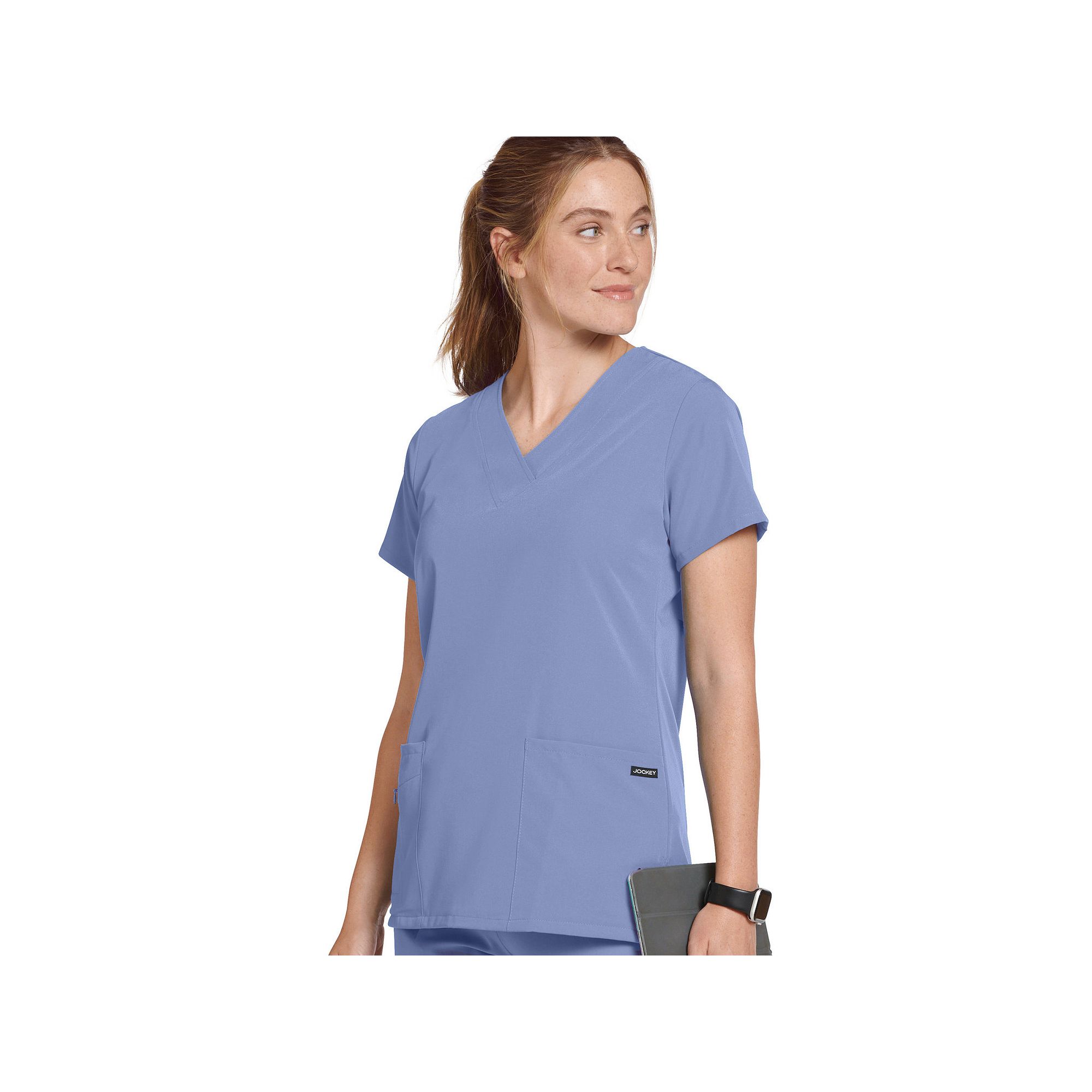 Womens Jockey® Scrubs V-Neck Crossover Top 2206, Size: Small, Ceil Blue