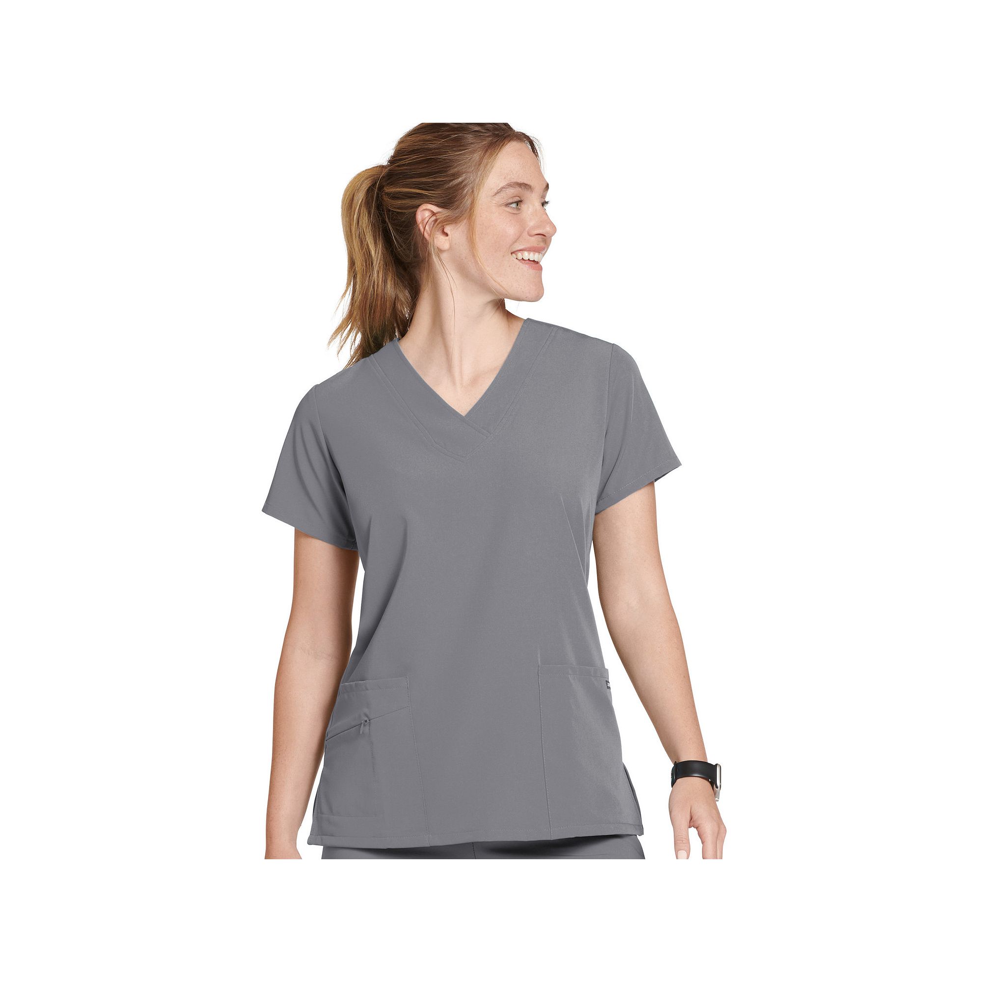 Womens Jockey® Scrubs V-Neck Crossover Top 2206, Size: Large, Silver