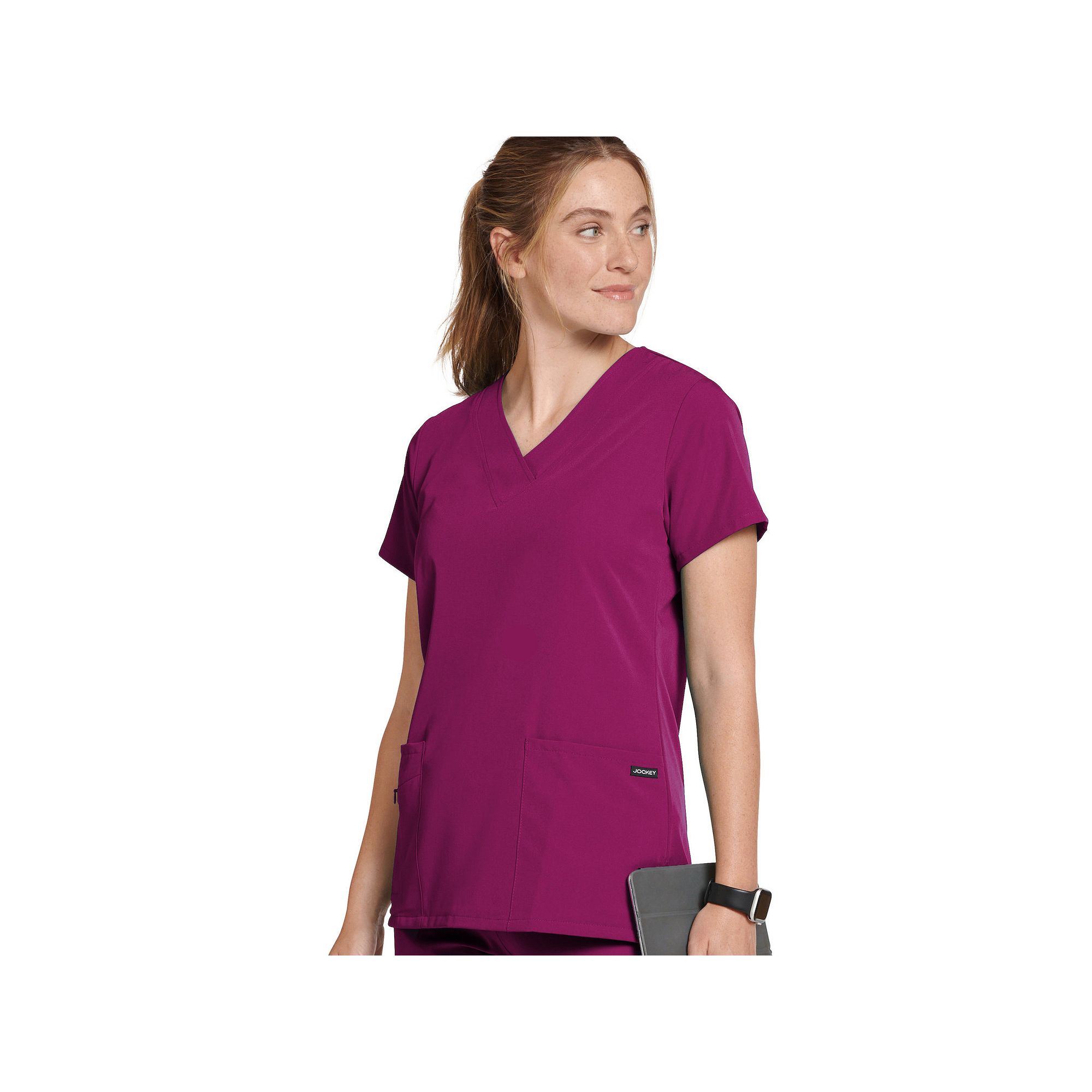 Womens Jockey® Scrubs V-Neck Crossover Top 2206, Size: Small, Plumberry