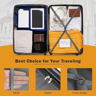 Merax 4 Piece Luggage Set with Bags Expanable Spinner Wheels ABS Lightweight Suitcase