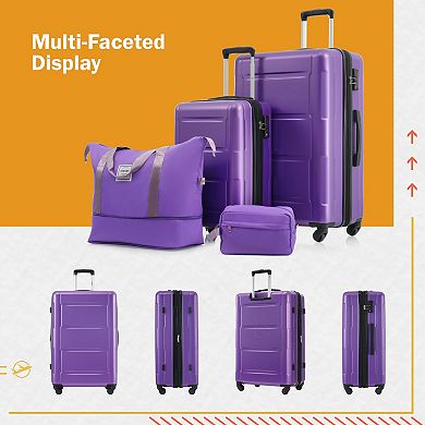 Merax 4 Piece Luggage Set with Bags Expanable Spinner Wheels ABS Lightweight Suitcase