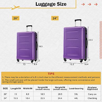 Merax 4 Piece Luggage Set with Bags Expanable Spinner Wheels ABS Lightweight Suitcase