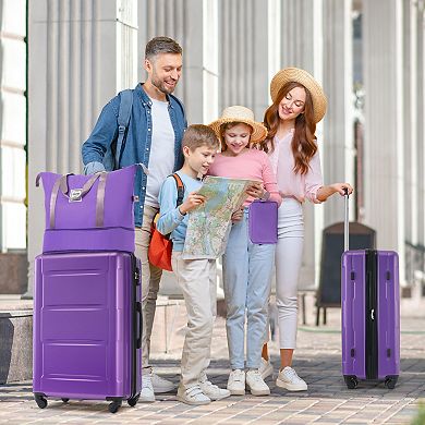 Merax 4 Piece Luggage Set with Bags Expanable Spinner Wheels ABS Lightweight Suitcase