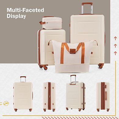 Merax 4 Piece Luggage Set with Bags Expanable Spinner Wheels ABS Lightweight Suitcase
