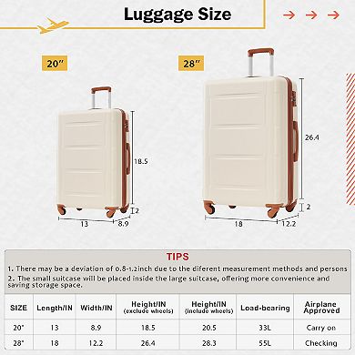 Merax 4 Piece Luggage Set with Bags Expanable Spinner Wheels ABS Lightweight Suitcase