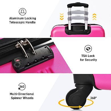 Merax 3-Piece Hardside Luggage Set with Spinner Wheels, TSA Lock, USB Port