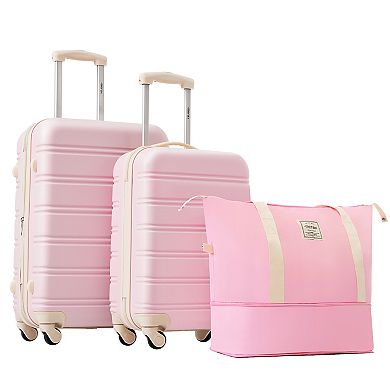 Merax 3-Piece Hardside Luggage Set with Spinner Wheels, TSA Lock, USB Port