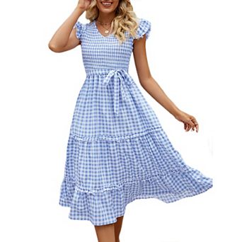 Women's Summer V Neck Smocked Maxi Dress Puff Sleeve Pregnancy Baby Shower Photoshoot Dress