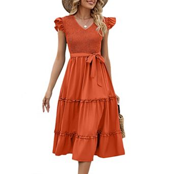 Women's Summer V Neck Smocked Maxi Dress Puff Sleeve Pregnancy Baby Shower Photoshoot Dress