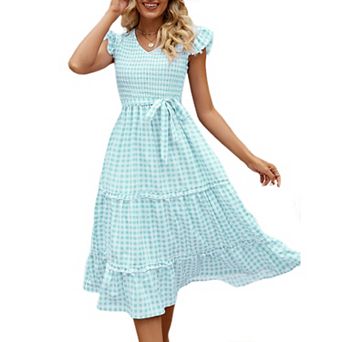 Women's Summer V Neck Smocked Maxi Dress Puff Sleeve Pregnancy Baby Shower Photoshoot Dress