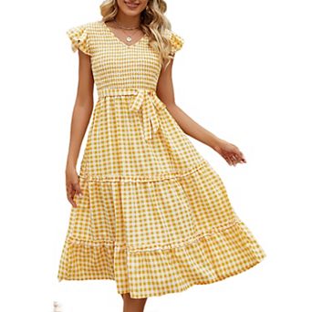 Women's Summer V Neck Smocked Maxi Dress Puff Sleeve Pregnancy Baby Shower Photoshoot Dress