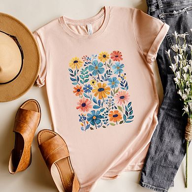 Simply Sage Market Watercolor Daisy Garden Short Sleeve Tee