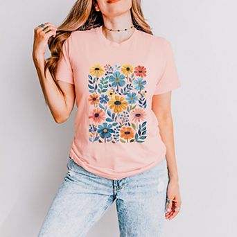 Simply Sage Market Watercolor Daisy Garden Short Sleeve Tee