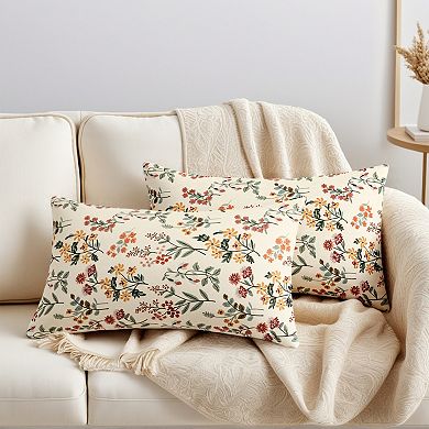 2 Pcs Classical Floral Decoration Throw Pillow Cover Pattern Pillow Cases for Outdoor Indoor