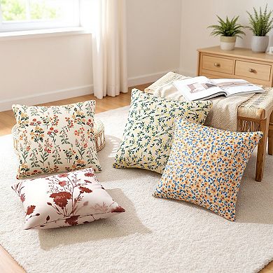 2 Pcs Classical Floral Decoration Throw Pillow Cover Pattern Pillow Cases for Outdoor Indoor