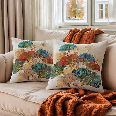 Flower Pattern Throw Pillow Covers Set of 2 Boho Style Decorative Couch Bed for Living Room