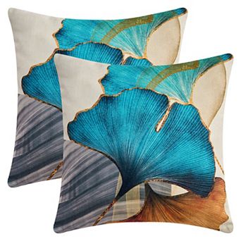 Flower Pattern Throw Pillow Covers Set of 2 Boho Style Decorative Couch Bed for Living Room