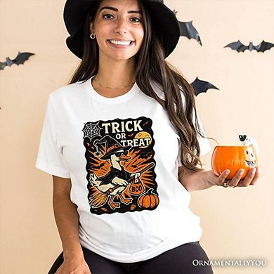 Trick or Treat Goose T-Shirt, Vintage Halloween Witch Tee for October