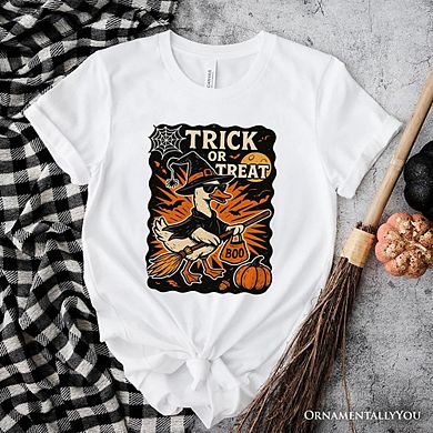 Trick or Treat Goose T-Shirt, Vintage Halloween Witch Tee for October
