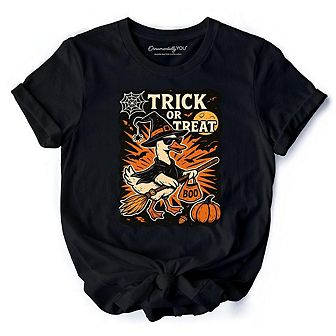 Trick or Treat Goose T-Shirt, Vintage Halloween Witch Tee for October