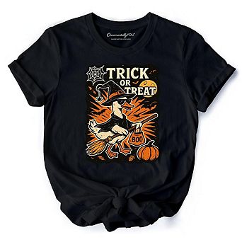 Trick or Treat Goose T-Shirt, Vintage Halloween Witch Tee for October