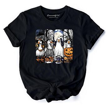 Halloween Goose in Costume T-Shirt, Spooky Fall Geese Tee for Bird Enjoyers