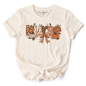 Nurse Coquette Autumn T-Shirt, Cozy Fall Pumpkins Tee for Healthcare Heroes