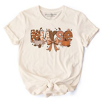Nurse Coquette Autumn T-Shirt, Cozy Fall Pumpkins Tee for Healthcare Heroes
