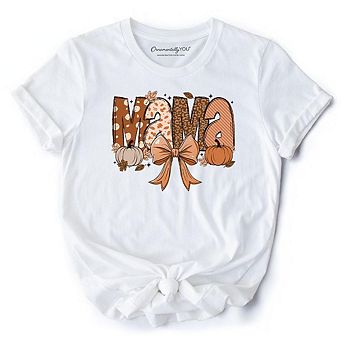 Mama Coquette Autumn T-Shirt, Cozy Fall Pumpkins for Mothers