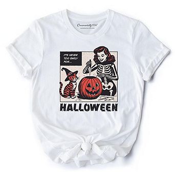It’s Never Too Early for Halloween T-Shirt, Funny Retro Tee for Sassy Women