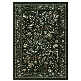 Garvee Modern Floral Area Rug Ultra Thin Machine Washable Pet Friendly for Living Room Bedroom
