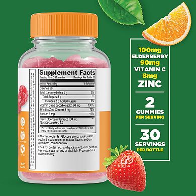 Lifeable® Immune Support with Elderberry, Vitamin C and Zinc Gummies - 60 Gummies