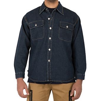 Vibes Mens Long Sleeve Denim Shirt CPO Jackets Flap Pockets