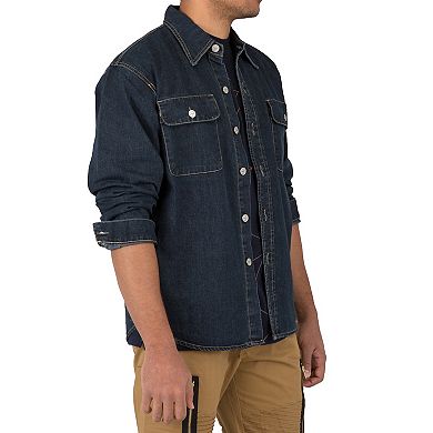 Vibes Mens Long Sleeve Denim Shirt CPO Jackets Flap Pockets