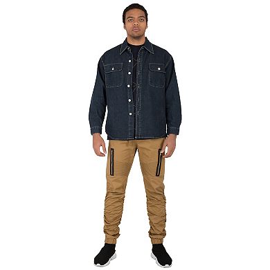 Vibes Mens Long Sleeve Denim Shirt CPO Jackets Flap Pockets
