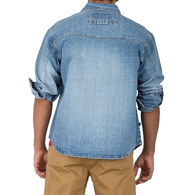 Vibes Mens Long Sleeve Denim Shirt CPO Jackets Flap Pockets