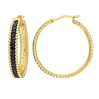 Stella Grace 14k Yellow Gold 5/8 Carat T.W. Black Diamond Hoop Earrings