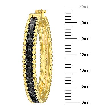 Stella Grace 14k Yellow Gold 5/8 Carat T.W. Black Diamond Hoop Earrings