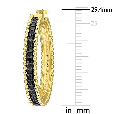 Stella Grace 14k Yellow Gold 5/8 Carat T.W. Black Diamond Hoop Earrings