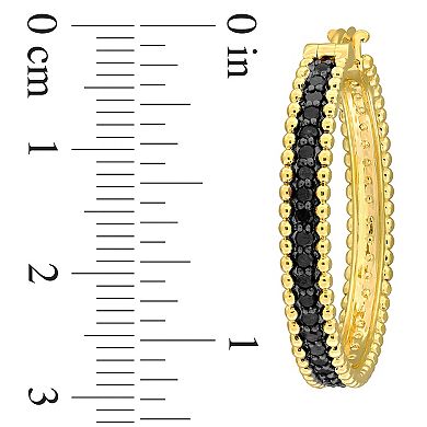 Stella Grace 14k Yellow Gold 5/8 Carat T.W. Black Diamond Hoop Earrings
