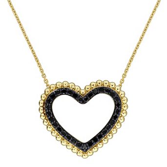 Stella Grace 14k Yellow Gold 1/2 Carat T.W. Black Diamond Heart Pendant Necklace