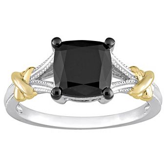 Stella Grace 14k Two-Tone Gold 2 Carat T.W. Black Diamond Solitaire Ring