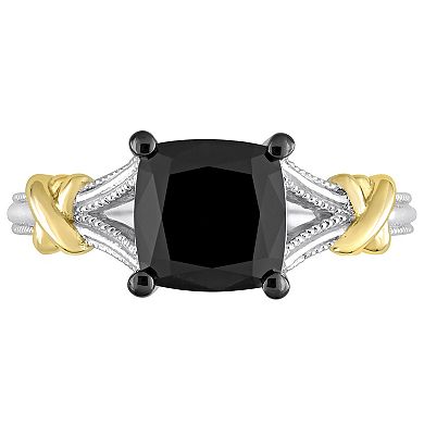 Stella Grace 14k Two-Tone Gold 2 Carat T.W. Black Diamond Solitaire Ring