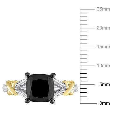 Stella Grace 14k Two-Tone Gold 2 Carat T.W. Black Diamond Solitaire Ring