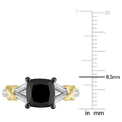 Stella Grace 14k Two-Tone Gold 2 Carat T.W. Black Diamond Solitaire Ring