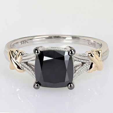 Stella Grace 14k Two-Tone Gold 2 Carat T.W. Black Diamond Solitaire Ring